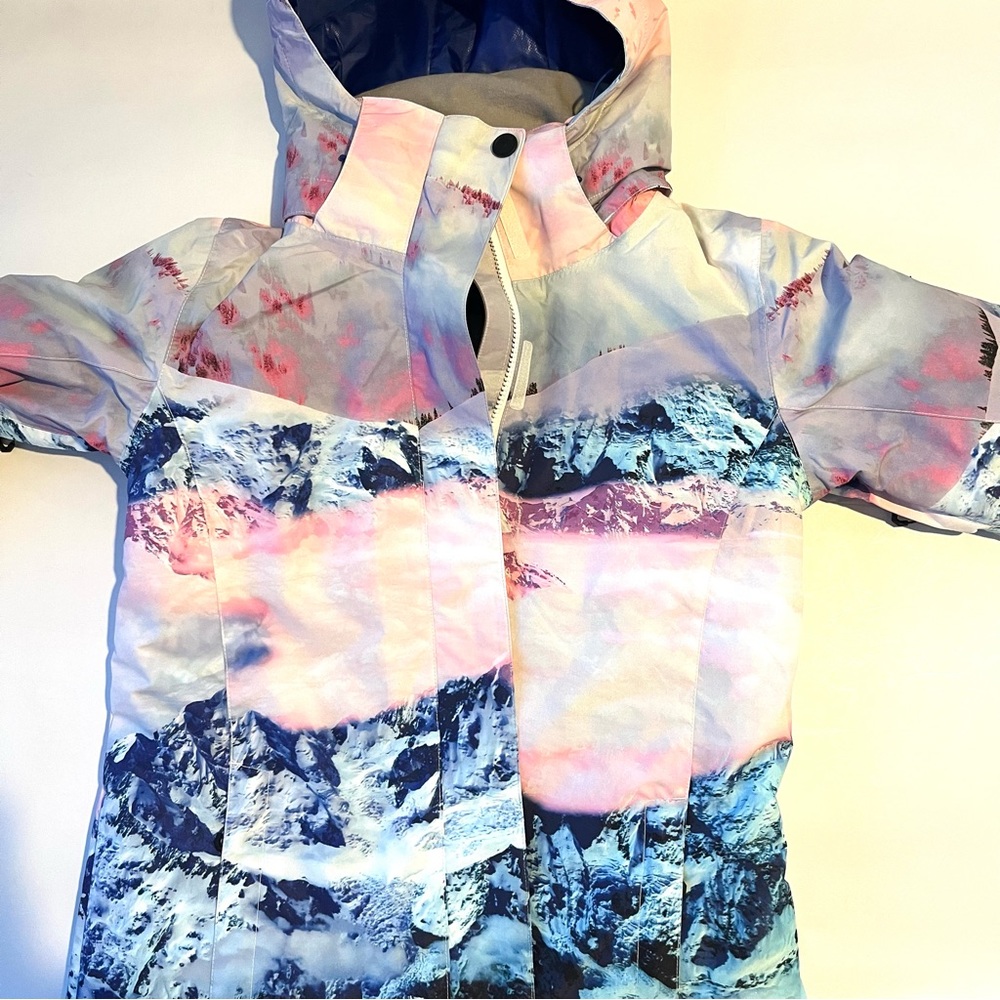 Pink and Blue Ski & Snow Jacket with Watercolor Design - Picture 3 of 8